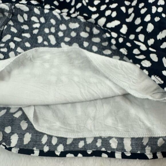 Kirundo Size L Floral Embroidered Ruffle Sleeve Knee Length Dress Navy White Dot - Picture 9 of 9